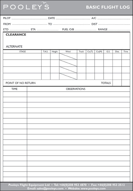 Basic Flight Log Pad – A5 Size